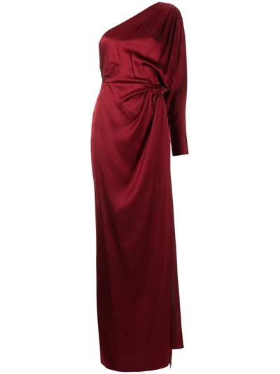 Michelle Mason Twist-detail Silk Gown In Red