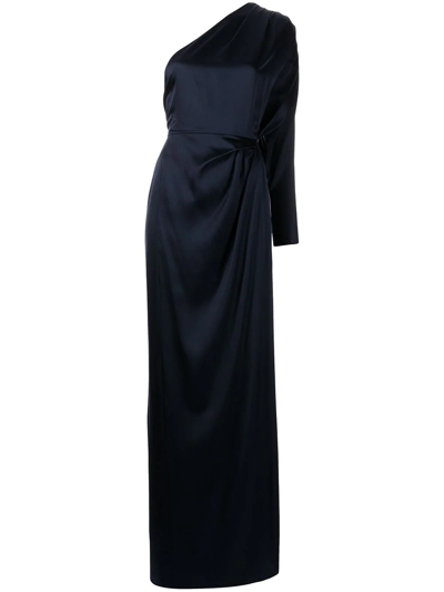 Michelle Mason One-shoulder Silk Dress In Blue