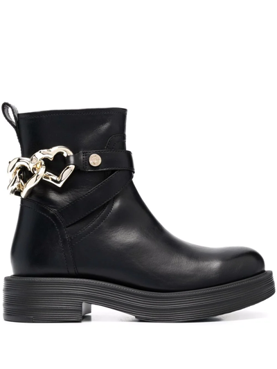 Love Moschino Heart-charm Ankle Boots In Black