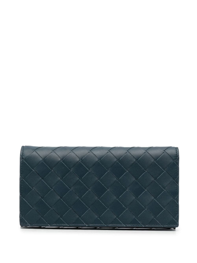 Bottega Veneta Cassette Foldover Continental Wallet In Blue