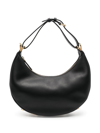 Fendi Hobo Graphy Black Leather Handbag With Metal Logo Woman In Black