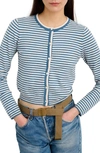 Alex Mill Albertina Striped Cotton Cardigan In French Blue/ White
