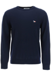Maison Kitsuné Maison Kitsune Tricolor Fox Patch Sweater In Blue