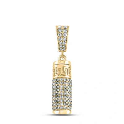 Pre-owned Gnd 10kt Yellow Gold Mens Round Diamond Urn Cylinder Charm Pendant 1 Cttw