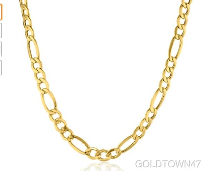 Pre-owned Rch 14k Yellow Gold Solid 7 Mm Figaro Chain Mens Necklace 20" 22" 24" 30"