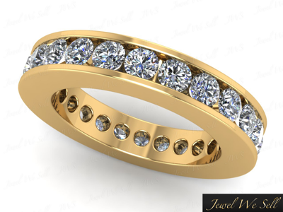Pre-owned Jewelwesell 2.50ct Round Diamond Classic Channel Set Eternity Wedding Ring 18k Gold F Vs2