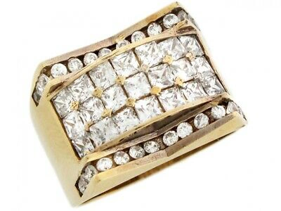 Pre-owned Jackani 10k Or 14k Yellow Gold Curved White Cz Unique Designer Mens Ring