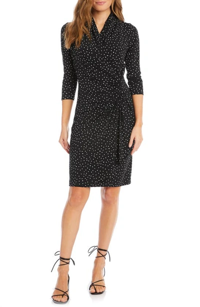 Karen Kane Dot Print Faux Wrap Dress In Multi