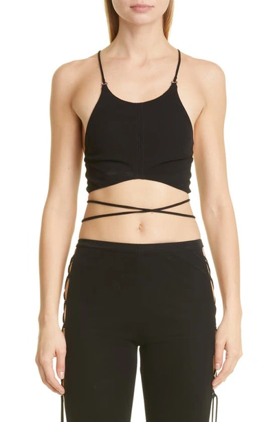 Dundas Cyrus Viscose Jersey Halter Wrap Top In Black