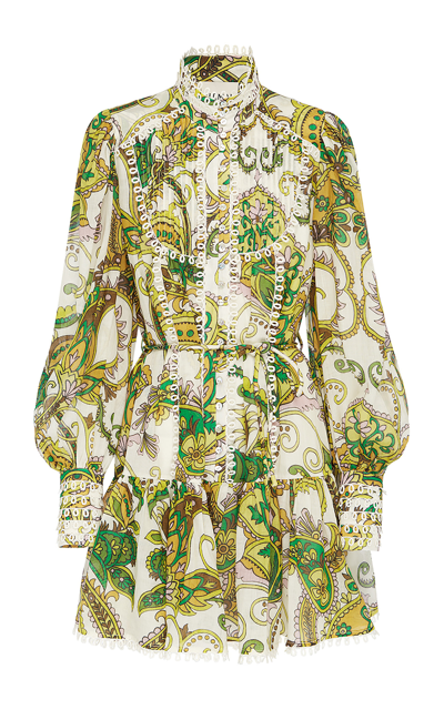 Alemais Octavia Paisley Long Sleeve Minidress In White