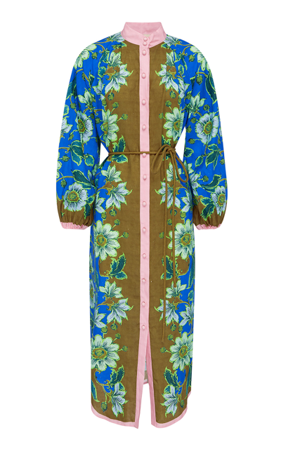 Alemais Blue Winnie Floral Print Shirt Dress