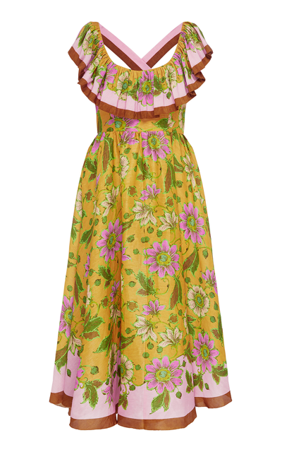 Alemais Women's Winnie Ruffled Linen-silk Midi Dress In Multi
