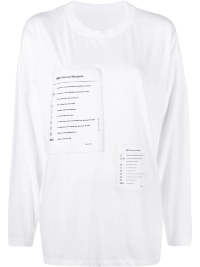 Mm6 Maison Margiela Code Graphic-print Long-sleeve Top In Weiss
