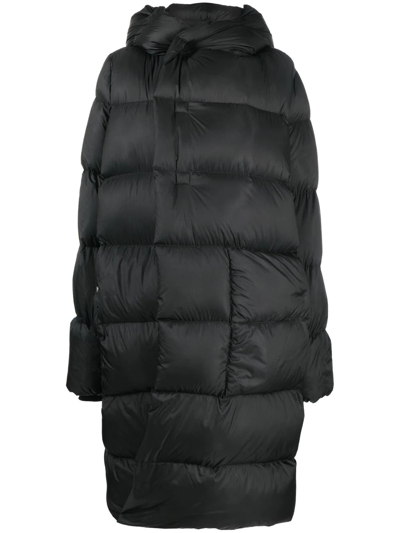 Rick Owens Button-fastening Padded Coat In Black