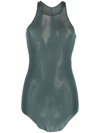 Rick Owens Basic Ribbed-texture Regular-fit Woven Tank Top In Green