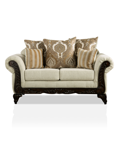 Furniture Of America Leonidas Flared Arm Loveseat In Cream