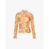 House Of Sunny Let's Get Out Abstract-pattern Stretch-woven Shirt In Honey