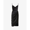 House Of Cb Womens Black Reva Corset Satin Midi Dress
