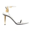 Tom Ford Padlock Leather Sandals In Chalk