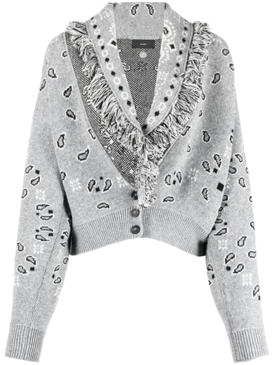 Alanui Virgin Wool-cashmere Bandana Bomber Jacket In Grey