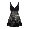Alexander Mcqueen Two-tone Zig-zag Print Dress In Black Bone