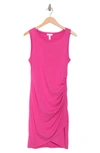 Leith Ruched Body-con Sleeveless Dress In Pink Raspberry