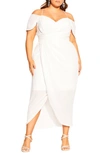 City Chic Entwine Cold Shoulder Dress In Ivory