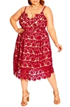City Chic So Fancy Lace Midi Dress In Scarlet