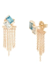 Anzie Women's Deux Carré 14k Yellow Gold & Blue Topaz Ear Jackets