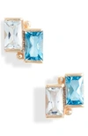 Anzie Cléo Duo Stud Earrings In Swiss Blue Topaz