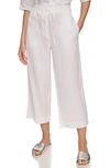 Dkny Pull-on Drawstring Crop Linen Pants In White