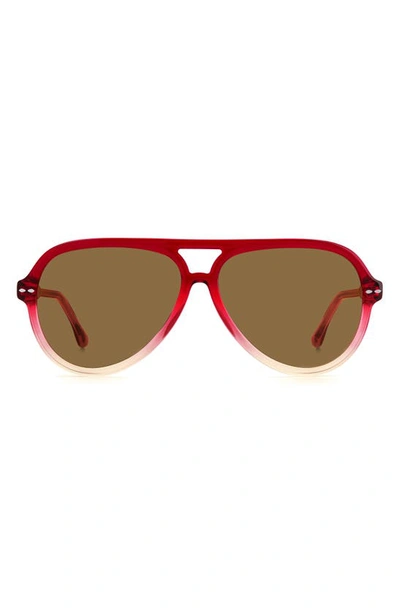 Isabel Marant 59mm Gradient Aviator Sunglasses In Red  Yellow & Brown