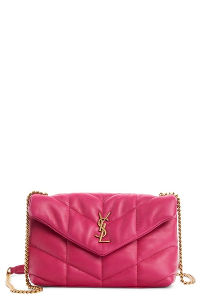 Saint Laurent Loulou Toy Ysl Puffer Quilted Lambskin Crossbody Bag In Bubblegum