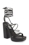 Steve Madden Women's Manzie Ankle-tie Platform Dress Sandals In Black