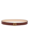 Loewe Anagram Buckle Reversible Leather Belt In Tile Red/ Nude/ Gold 2753