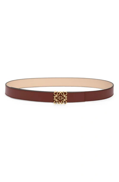 Loewe Anagram Buckle Reversible Leather Belt In Tile Red/ Nude/ Gold 2753