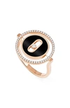 Messika Lucky Move 18-karat Rose Gold, Onyx And Diamond Ring In Pink Gold