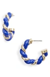 & Other Stories Twist Sphere Hoop Earrings In Blue/ Gold