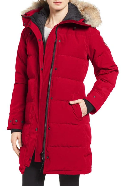 Canada Goose Shelburne Genuine Coyote Fur Trim Down Parka In Red