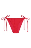 Ganni Core Side Tie Bikini Bottoms In High Risk Red