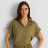 Ralph Lauren Linen Dolman-sleeve Shirt In Spring Khaki