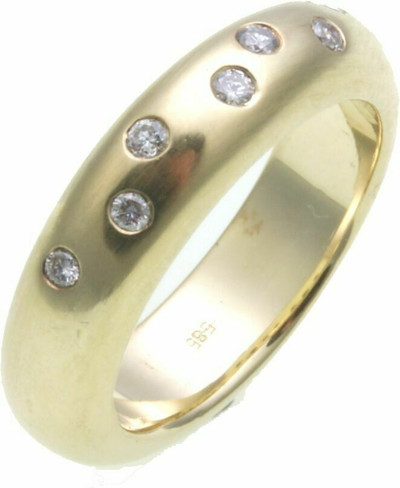 Pre-owned Markenlos Damen Ring Brillant 0,14 Ct. Gold 585/- Massive Qualität Gelbgold Si Diamant