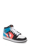 Jordan 1 Mid Game Time High Top Sneaker In Black/ Blue Orbit/ Crimson
