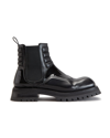 BALMAIN MEN'S MIXED LEATHER ARMY CHELSEA BOOTS