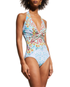 Johnny Was Elena Twist One Piece Swimsuit In Multi