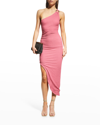 Likely Harley One-shoulder Asymmetric Midi Dress In Rose