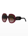 Dior Signature Round Acetate Sunglasses In 71f Burgundy