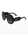 Dior Signature Round Acetate Sunglasses In 01a Shiny Black