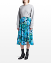 Stella Mccartney Naya Floral Print Handkerchief Hem Silk Midi Skirt In 8525 Multicolor