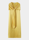 Totême Knot-detail Cape Maxi Dress In Hay 760